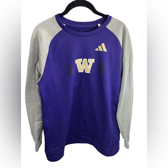 Adidas University of Washington Huskies Purple Grey Crewneck Sweatshirt Large - Picture 1 of 10
